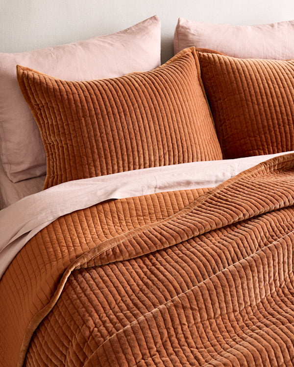 Cotton Velvet Channel Quilted Sham Set
