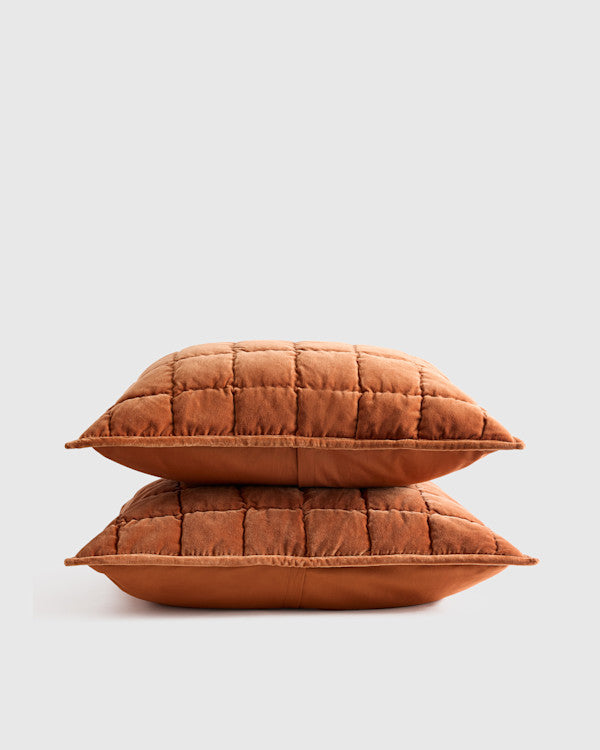 Cotton Velvet Quilted Sham Set