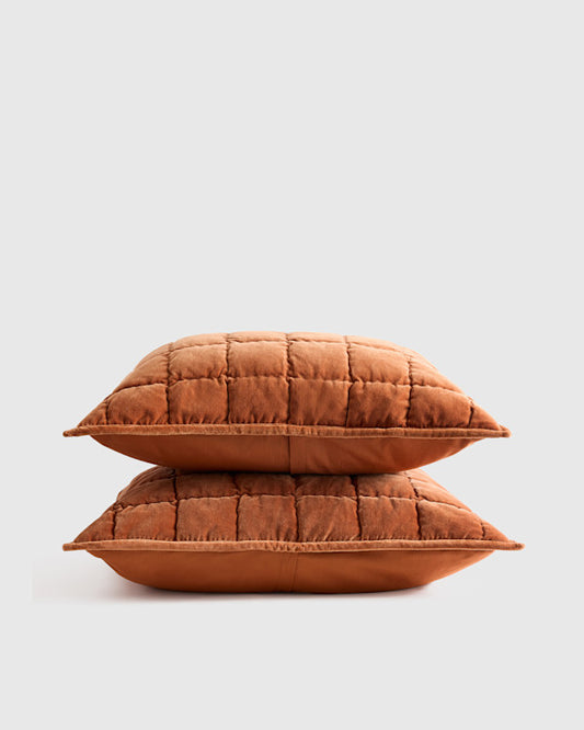 Cotton Velvet Quilted Sham Set