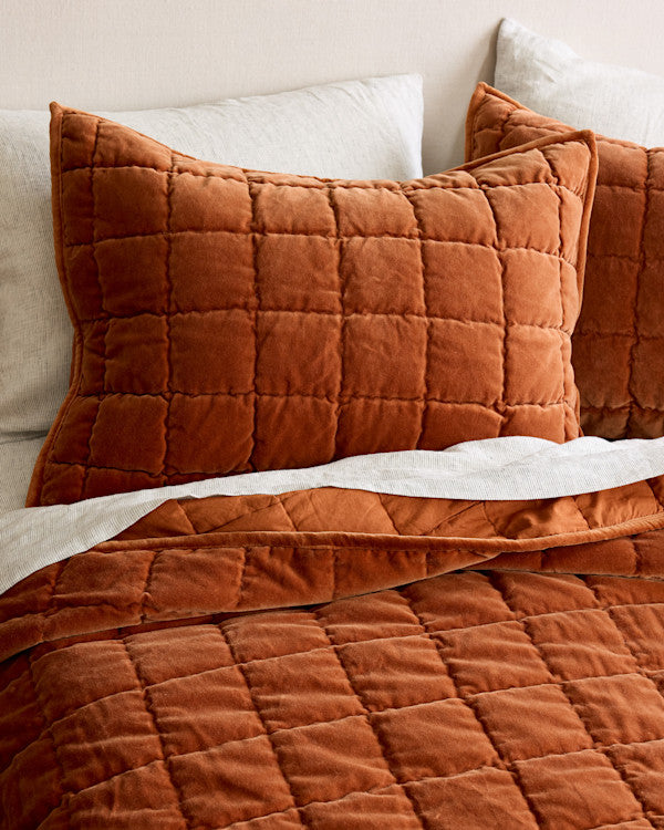 Cotton Velvet Quilted Sham Set
