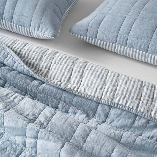 Washed European Linen Quilted Sham Set