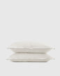 European Linen Double Embroidered Edge Sham Set