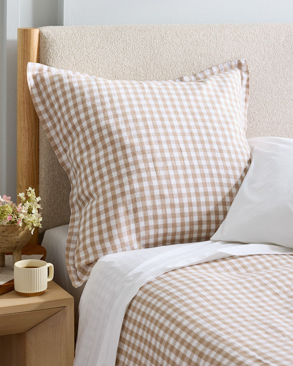 European Linen Gingham Euro Sham