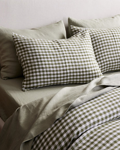 European Linen Gingham Sham Set