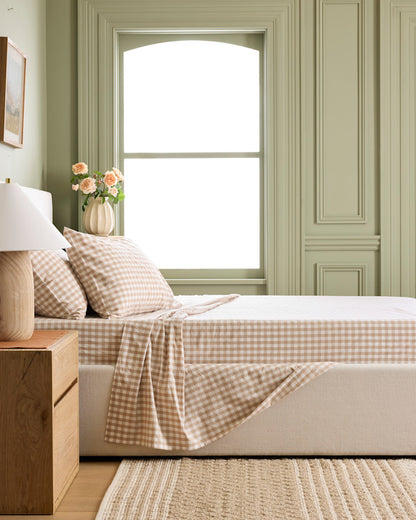 Classic Organic Percale Gingham Pillowcase Set